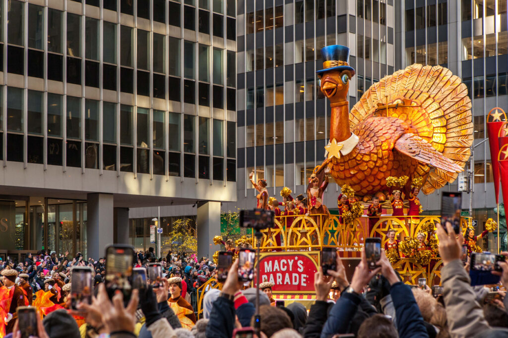 Manhattan, New York - November 2023 ride on the opening Macy's Turkey float at the 2023 Macy's Thanksgiving Day Parade on November 23th, 2023 in New York City.